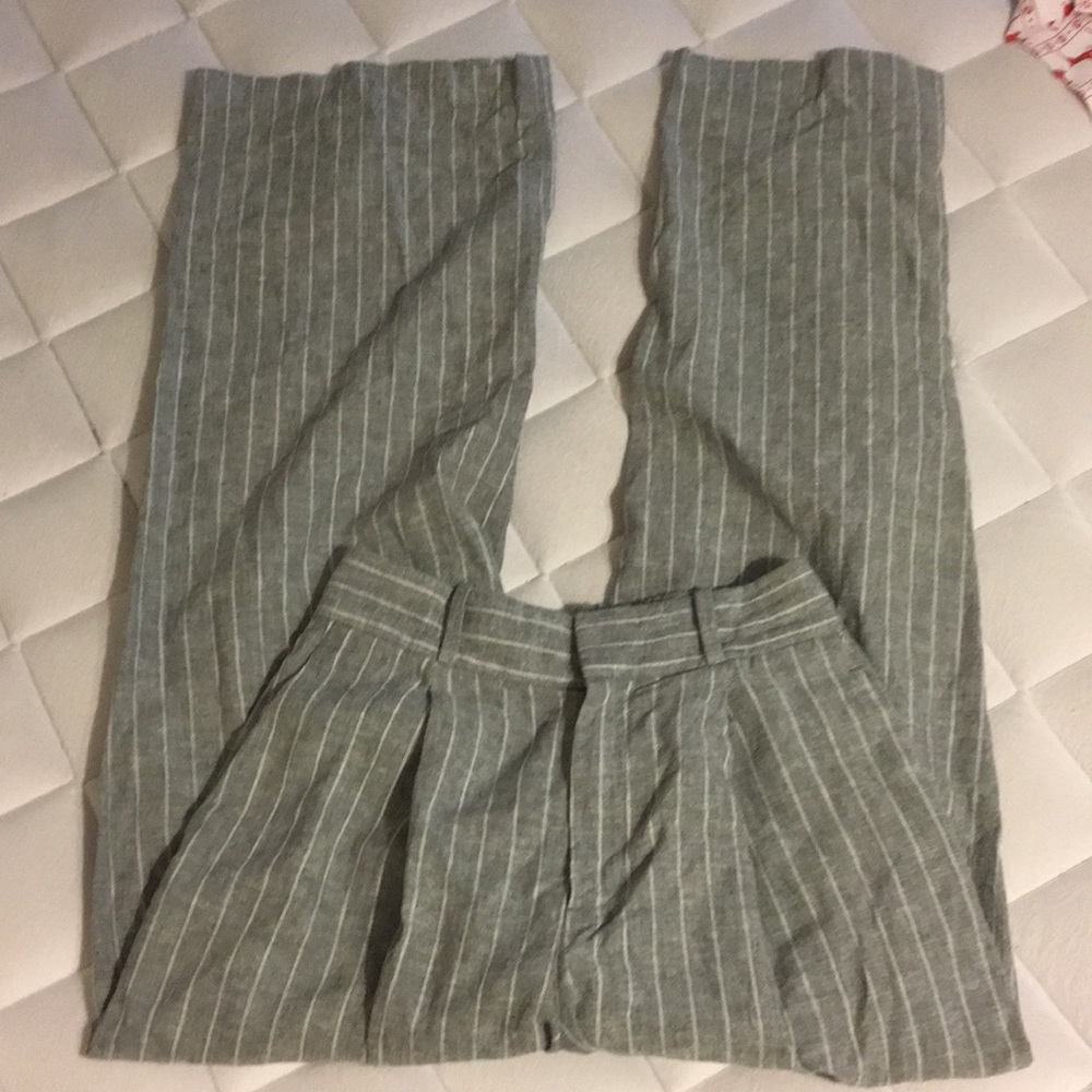 Uniqlo Gray & White Striped Pants